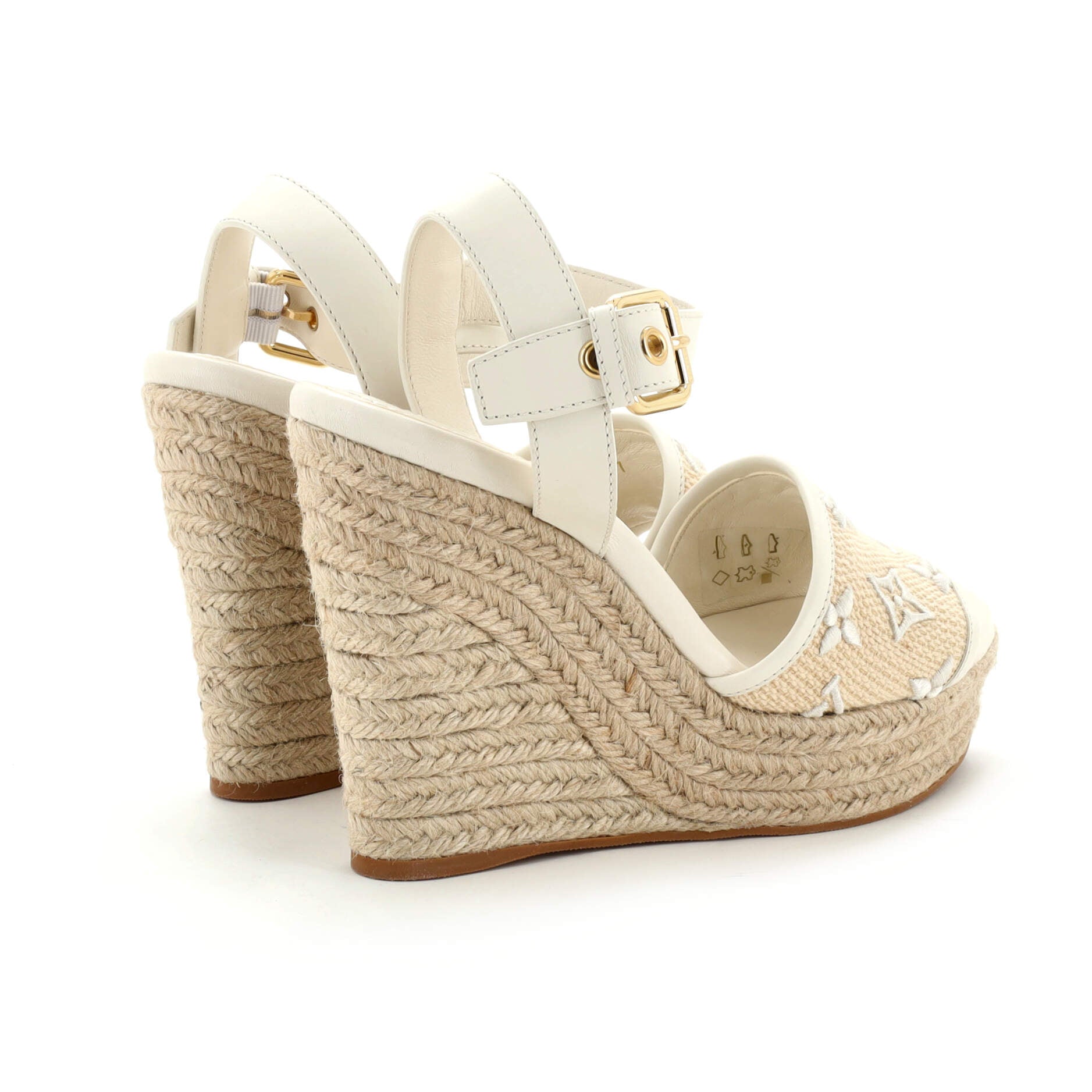 Women's Starboard Wedge Espadrille Sandals Monogram Embroidered Canvas