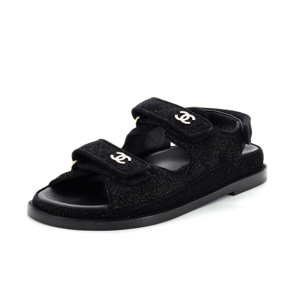 Women's Velcro Dad Sandals Quilted Glitter Fabric