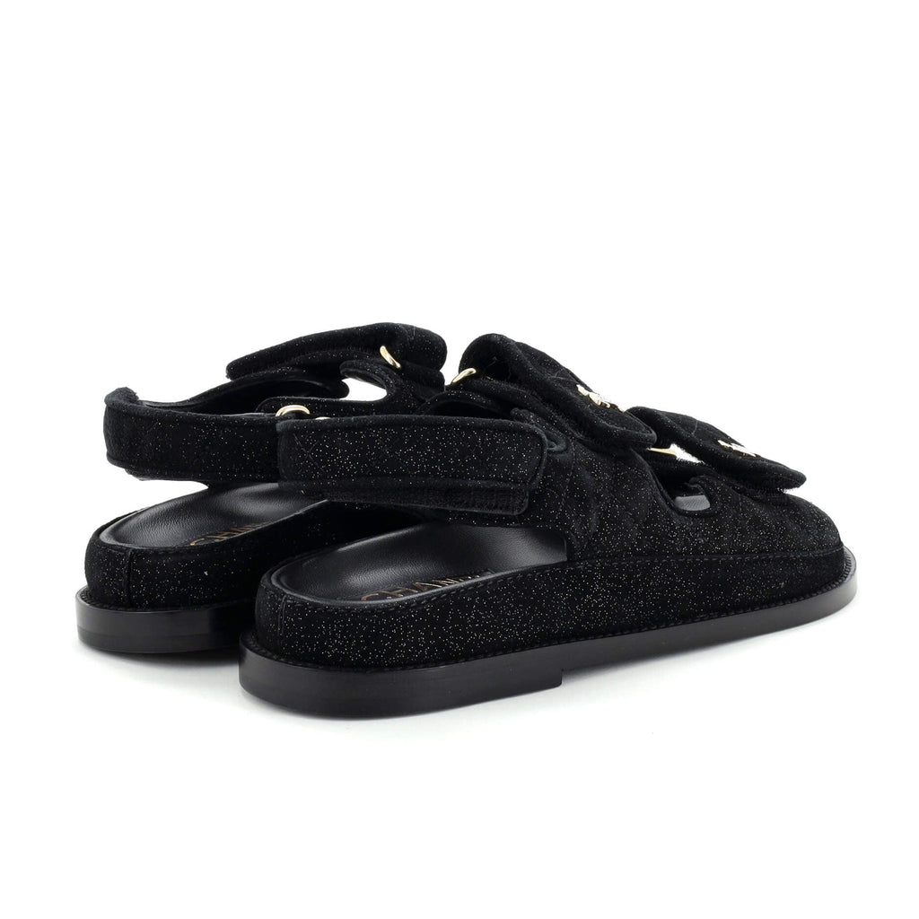 Women's Velcro Dad Sandals Quilted Glitter Fabric