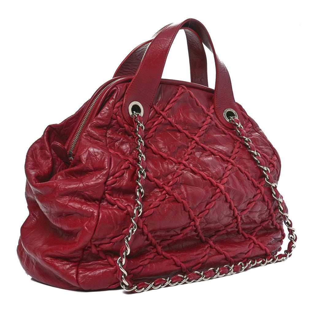 Calfskin Ultra Stitch Large Bowler Red