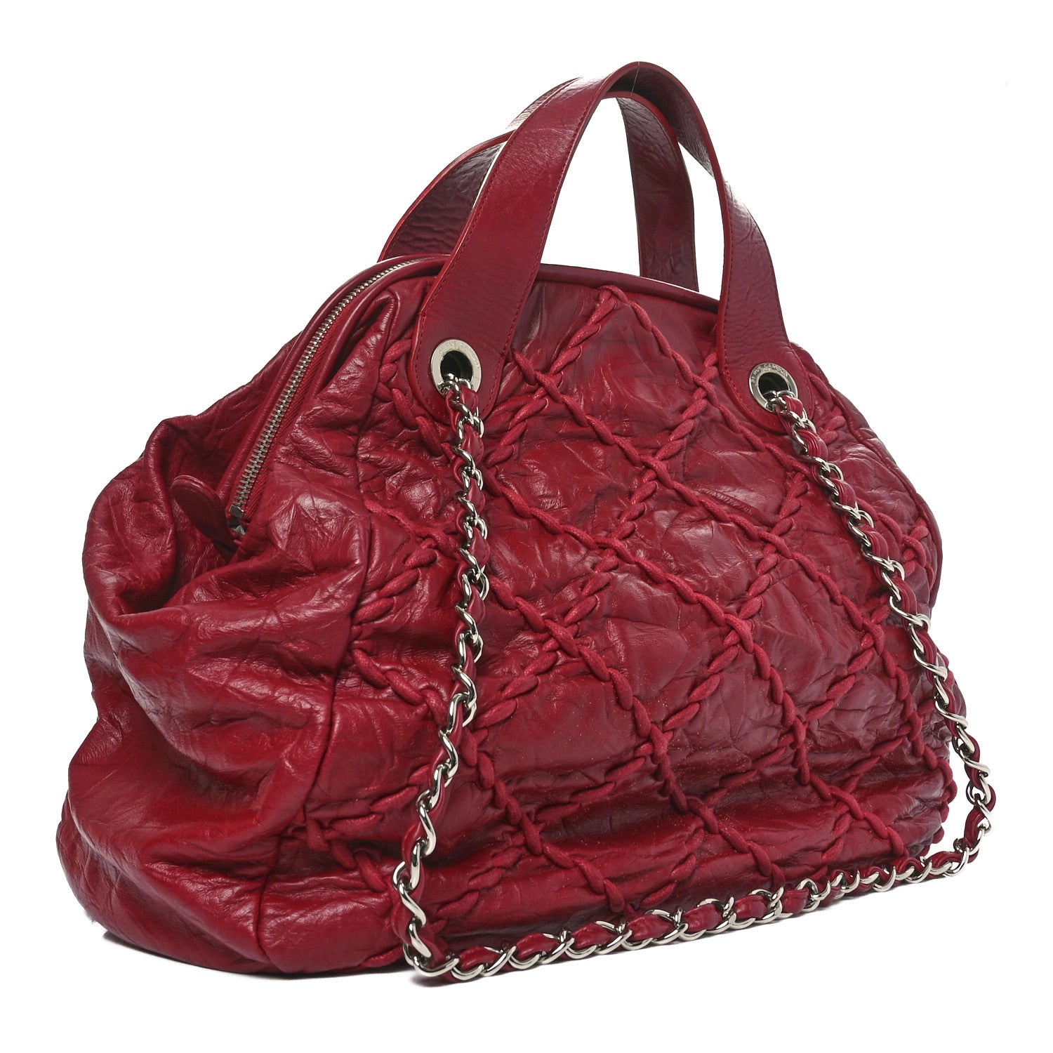 Calfskin Ultra Stitch Large Bowler Red
