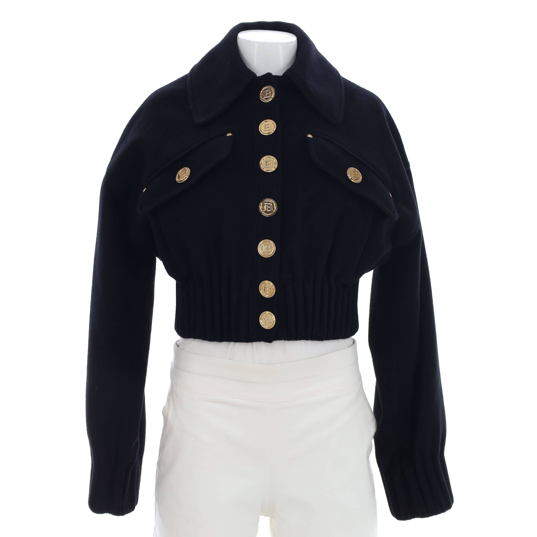 Women's Cropped Button Up Jacket Wool and Cashmere