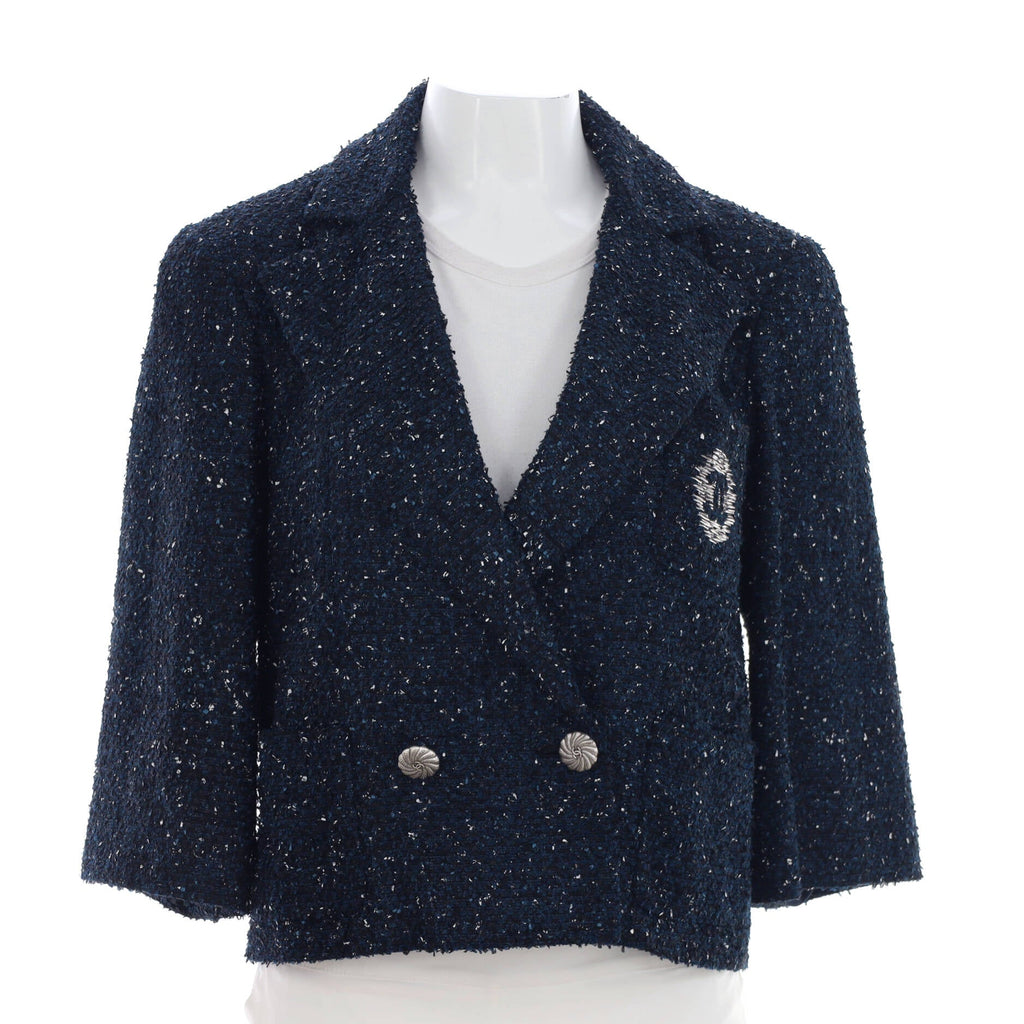 Women's Double Breasted Short Jacket Tweed