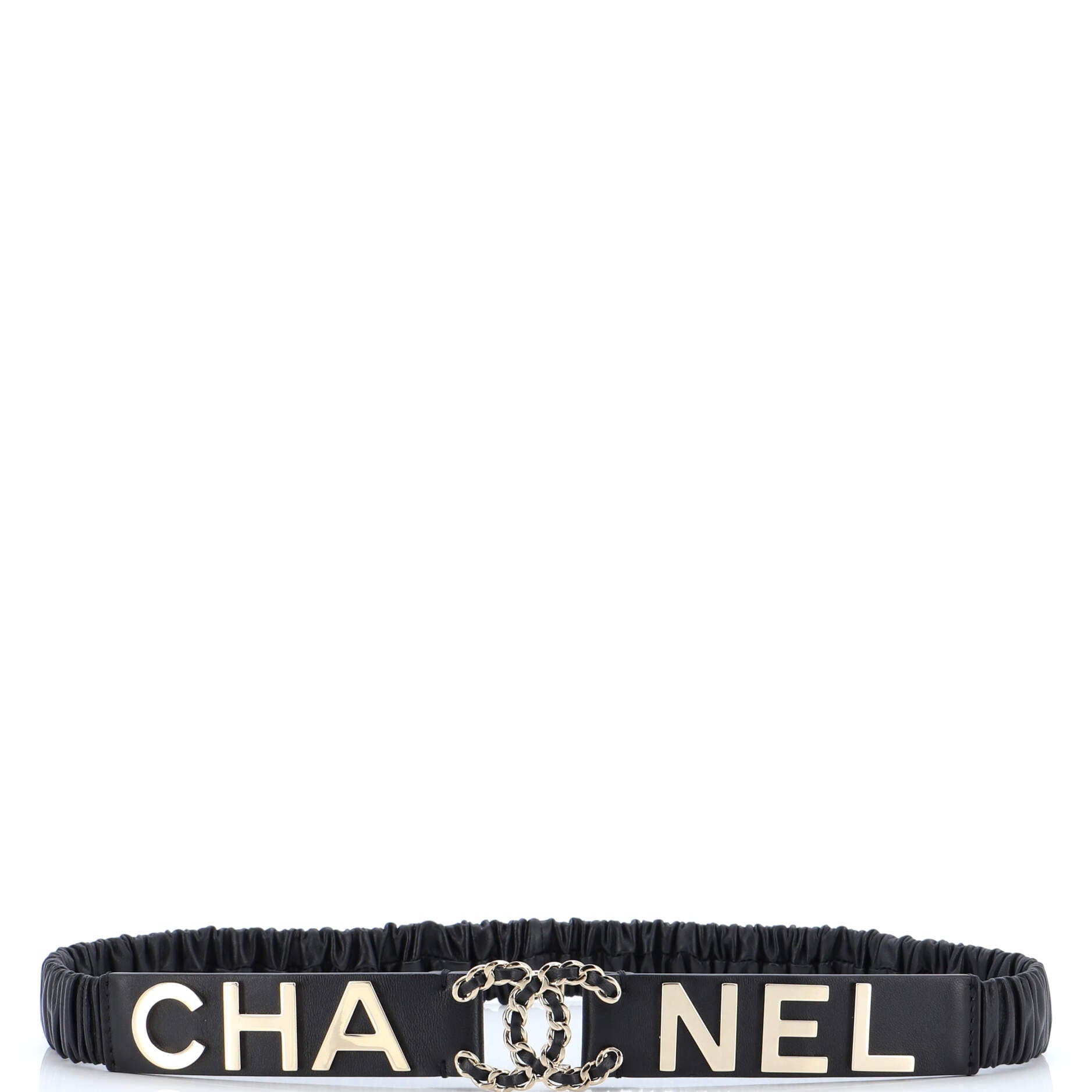CC Logo Elastic Belt Leather Medium
