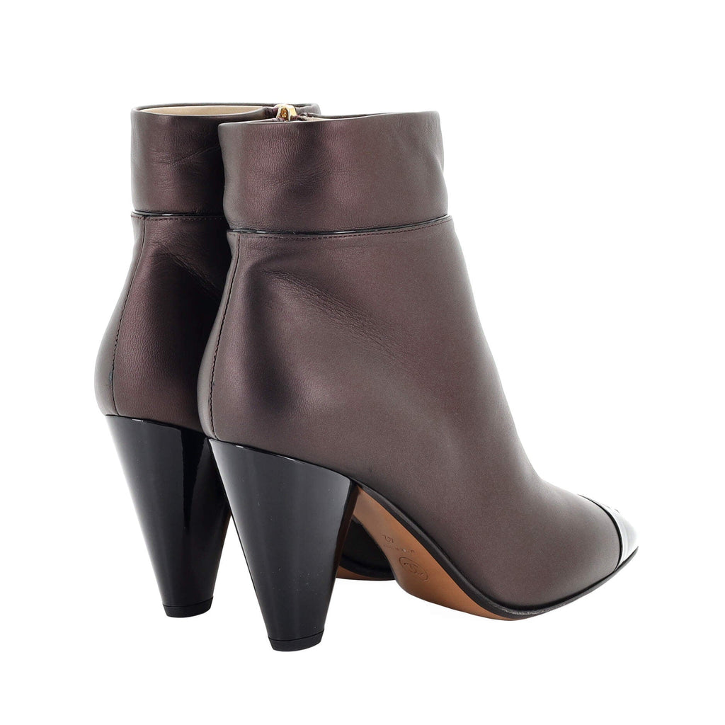 Women's CC Cap Toe Ankle Boots Leather with Patent