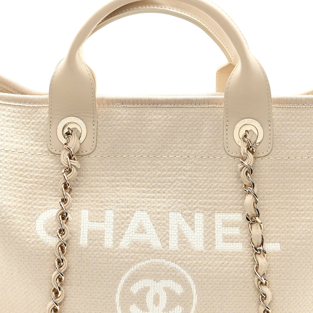 Mixed Fibers Medium Deauville Tote Beige