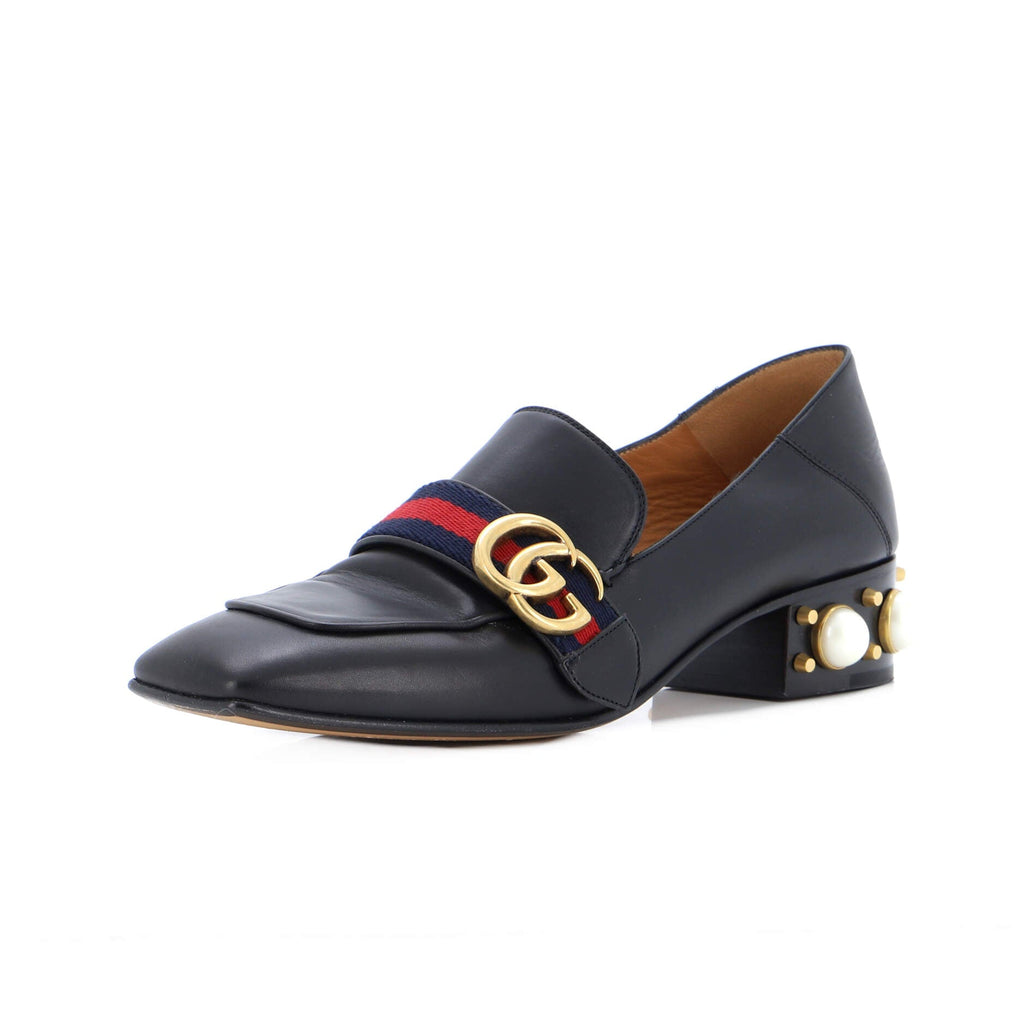 Women's GG Web Peyton Loafers Leather with Faux Pearls