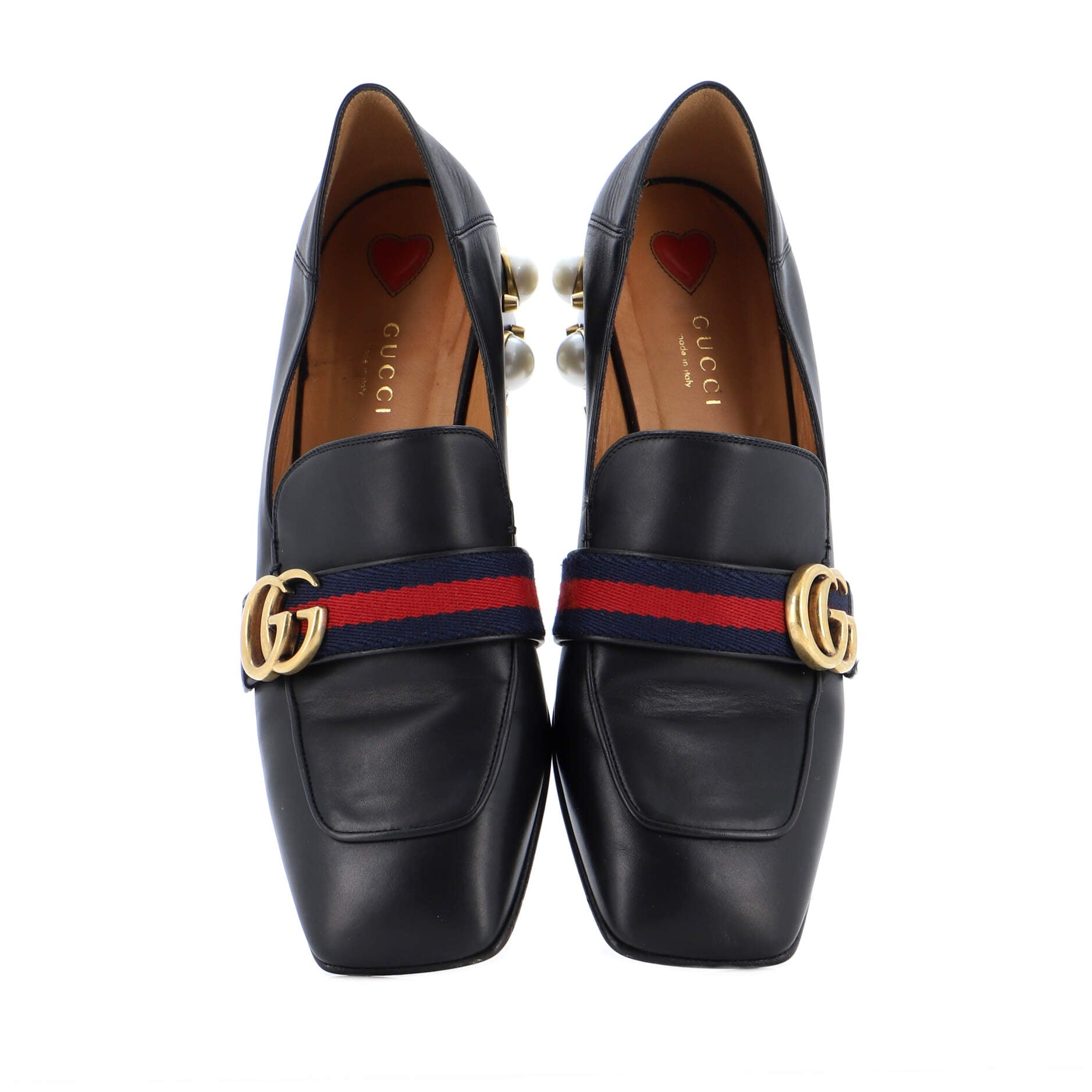 Women's GG Web Peyton Loafers Leather with Faux Pearls