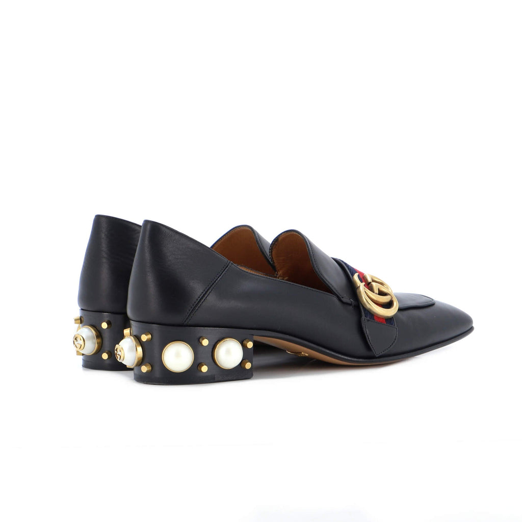 Women's GG Web Peyton Loafers Leather with Faux Pearls