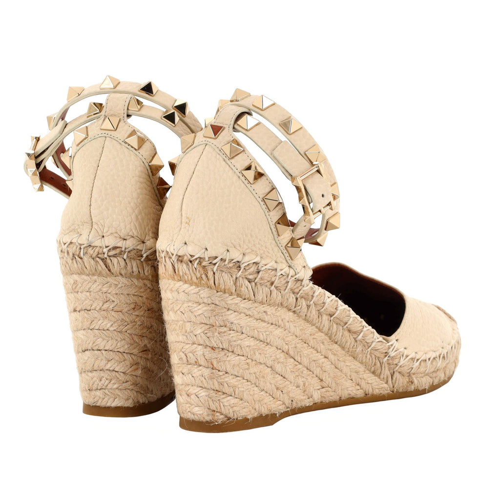 Women's Rockstud Wedge Espadrilles Leather