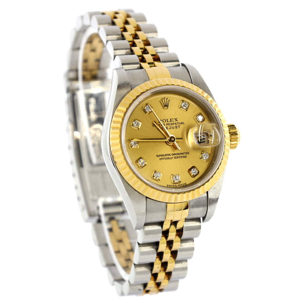 Oyster Perpetual Datejust Automatic Watch Stainless Steel and Yellow Gold with Diamond Markers 28