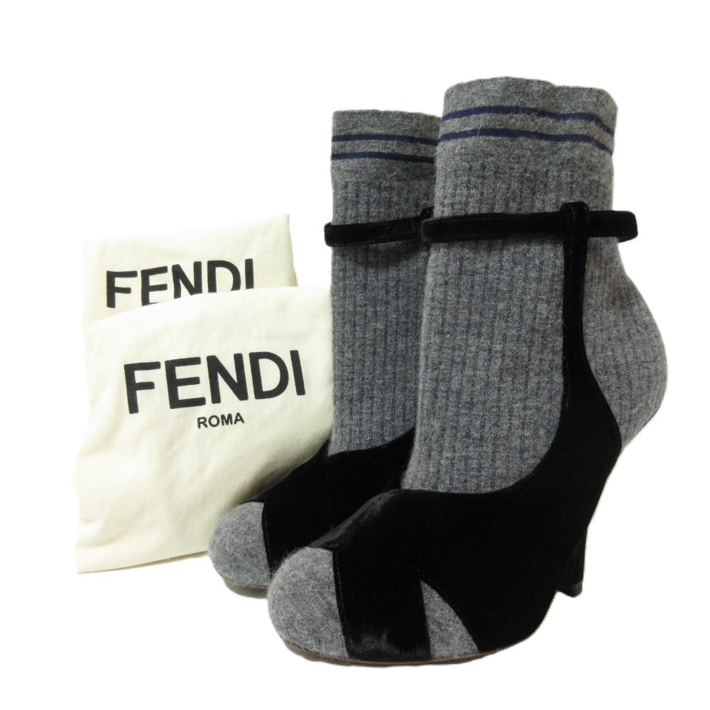 Fendi ROCKOKO Knit Velour Short Boots