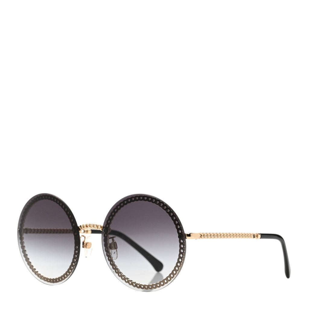 Metal Chain Round Sunglasses 4245 Black