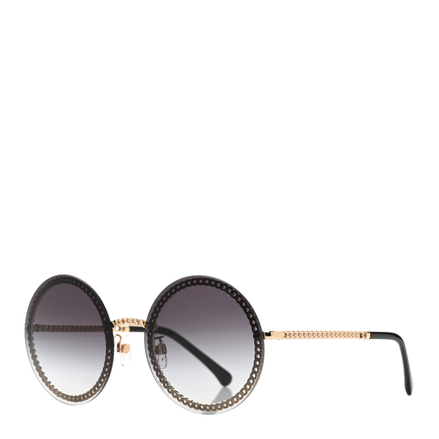 Metal Chain Round Sunglasses 4245 Black