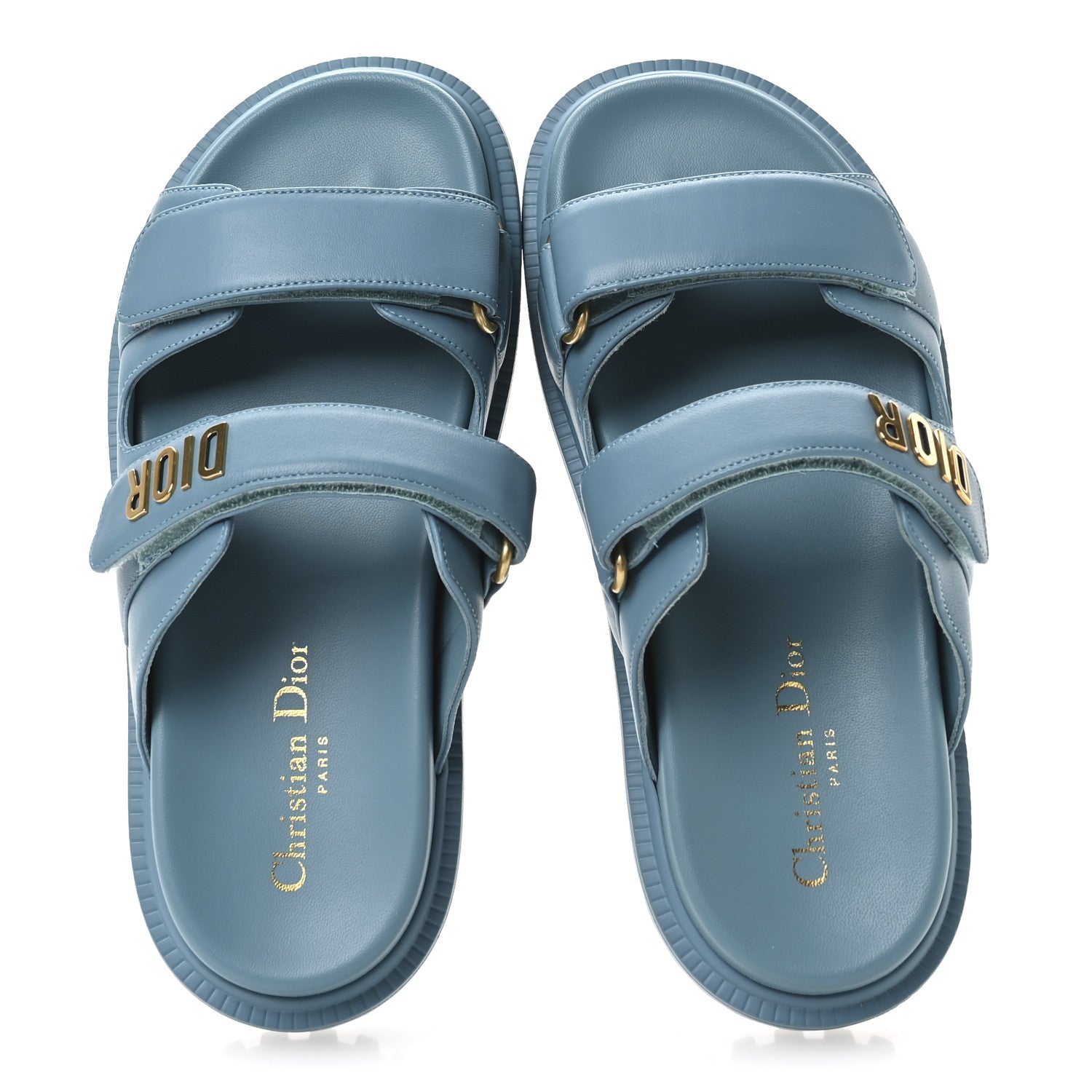 Lambskin Dioract 10mm Slide Sandals 37.5 Dusty Sky