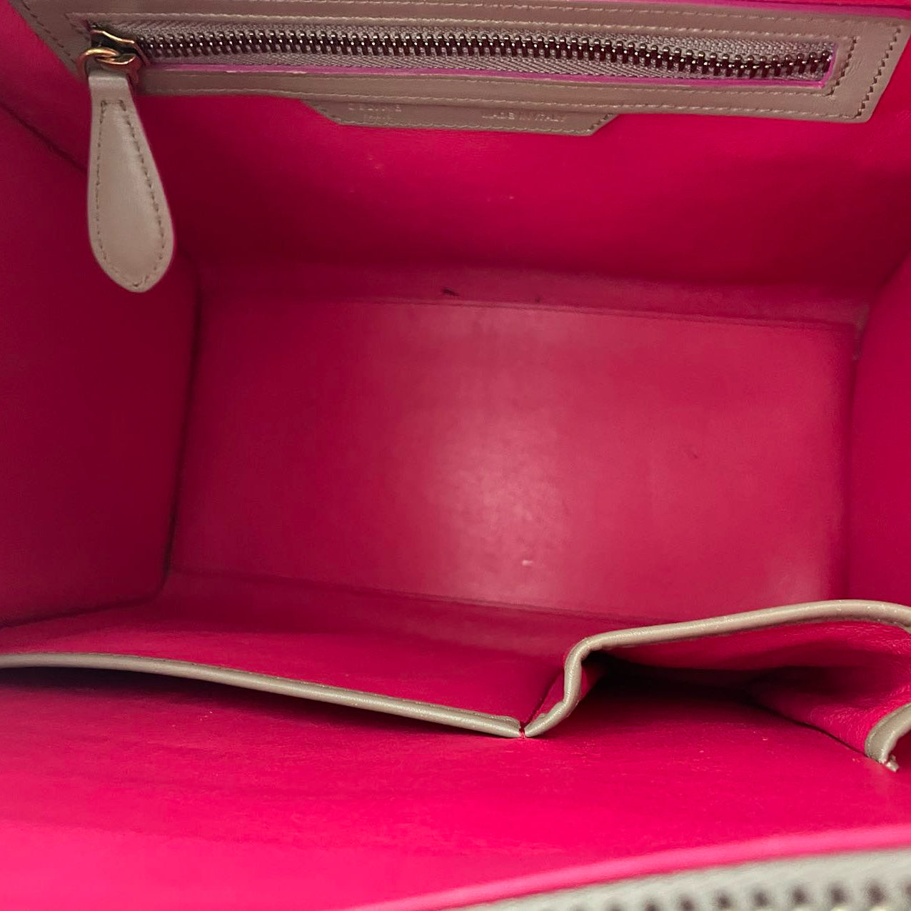 CELINE Calfskin Mini Luggage in Beige and Pink