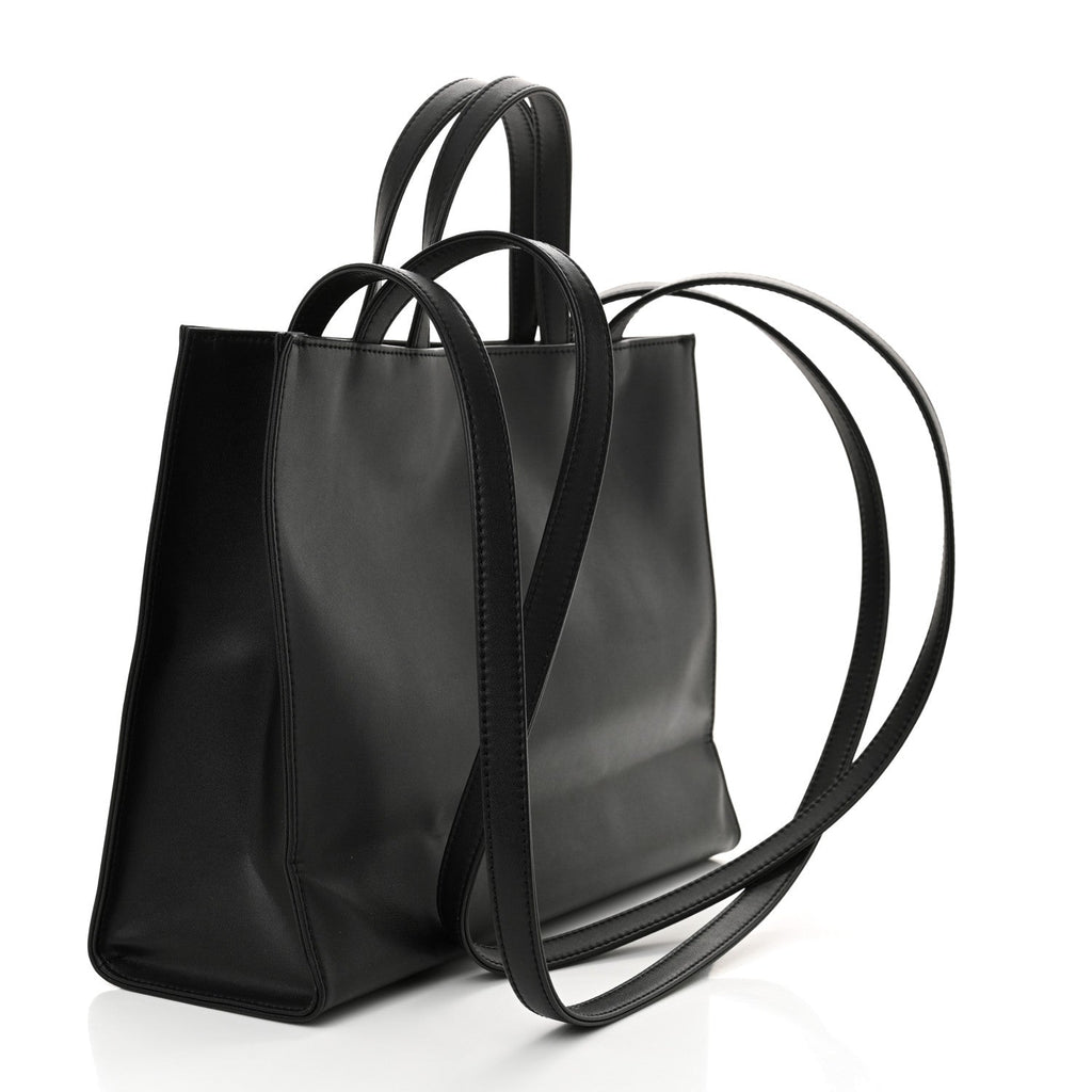 Vegan Leather Medium Shopping Bag Black
