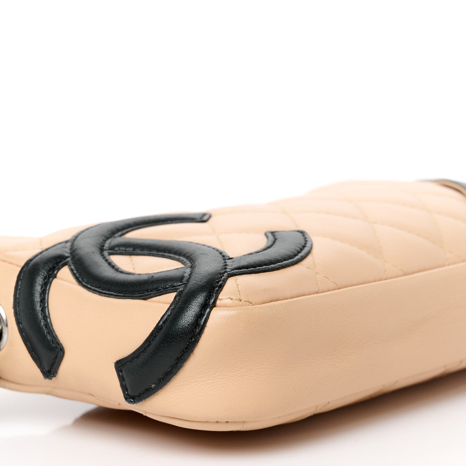 Calfskin Quilted Cambon Pochette Beige Black