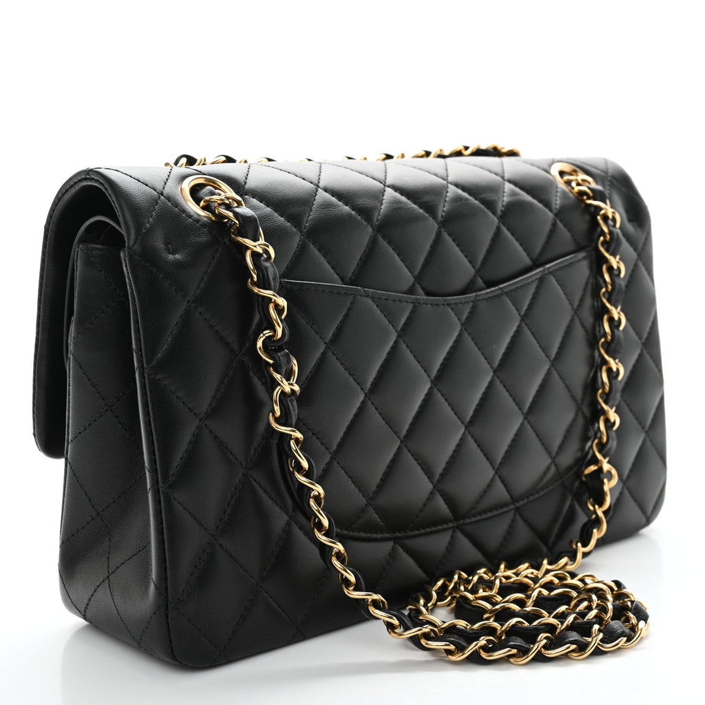 Lambskin Quilted Medium Double Flap Black