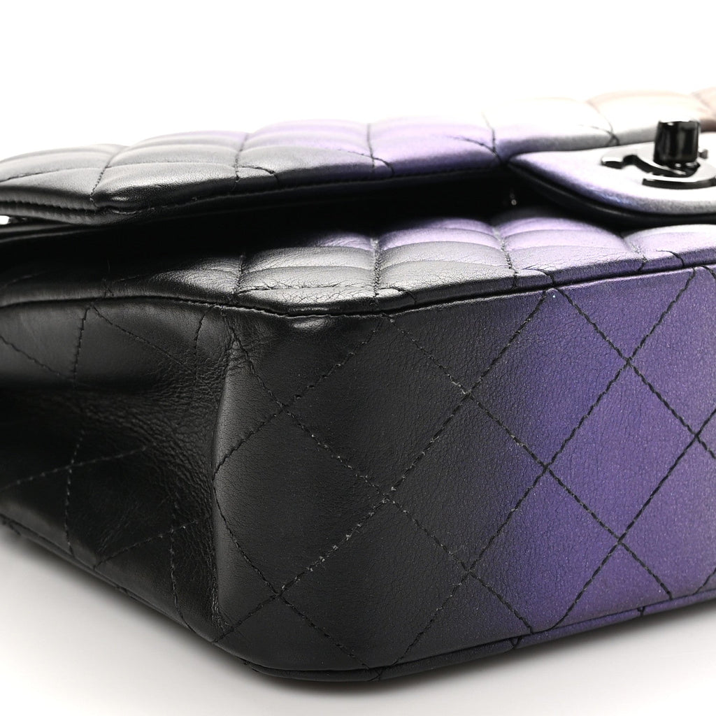 Calfskin Quilted Ombre Medium Double Flap Black