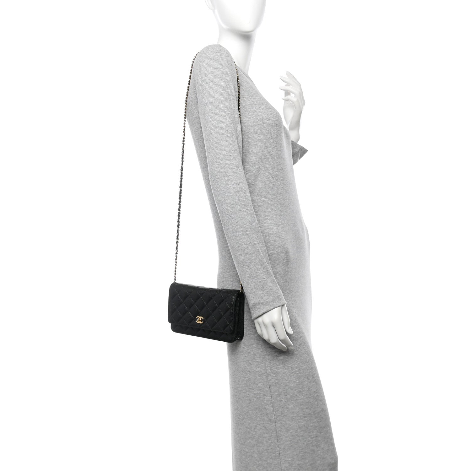 Caviar Quilted CC Turnlock Wallet On Chain WOC Black