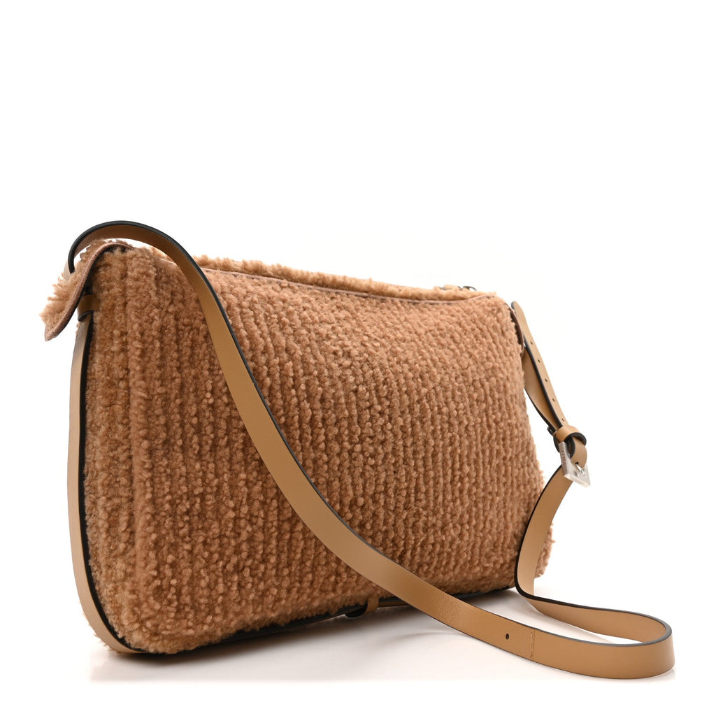 Shearling Vitello Medium Simply Fendi Shoulder Bag Miele Scuro
