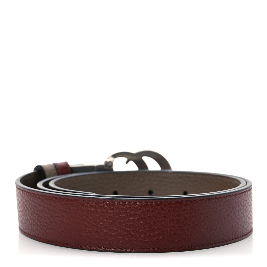 Calfskin Double G Reversible 37mm Belt 85 34 Vintage Bordeaux and Cocoa