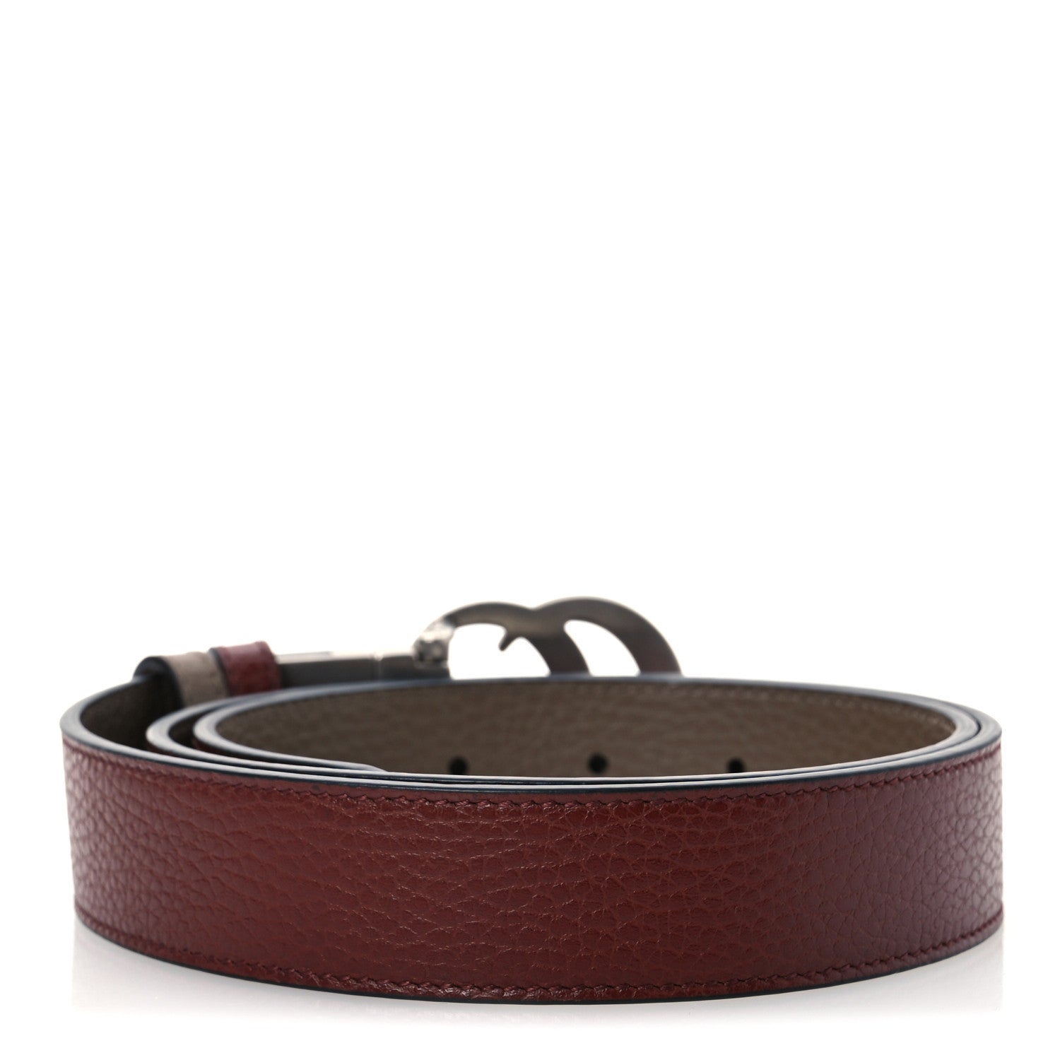 Calfskin Double G Reversible 37mm Belt 85 34 Vintage Bordeaux and Cocoa