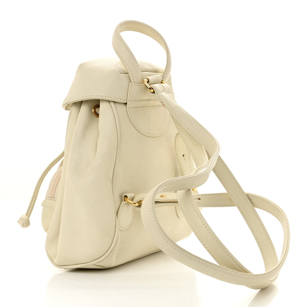 Calfskin Logo Mini Backpack White
