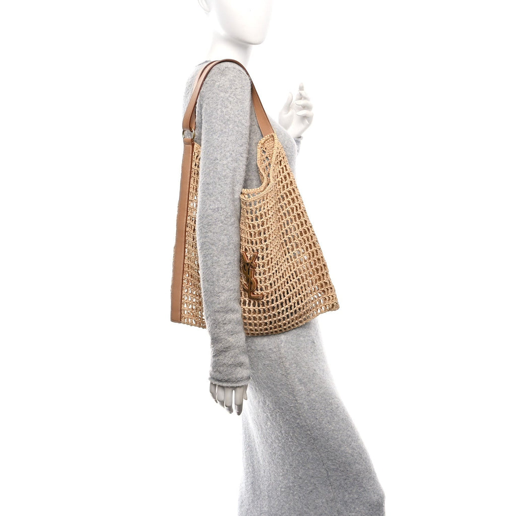 Raffia Calfskin Oxalis Shoulder Bag Naturale