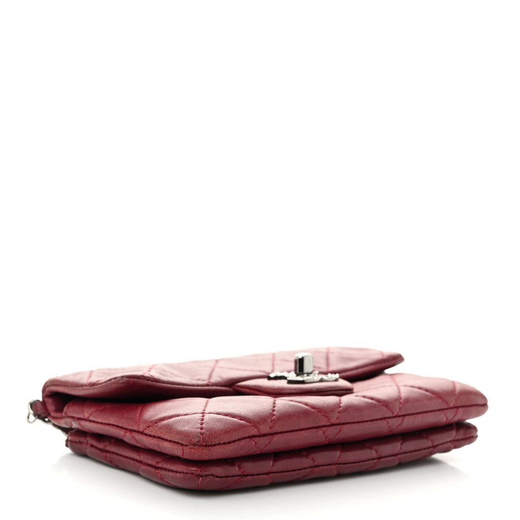 Lambskin Quilted Mini Mineral Nights Flap Crossbody Bag Dark Red