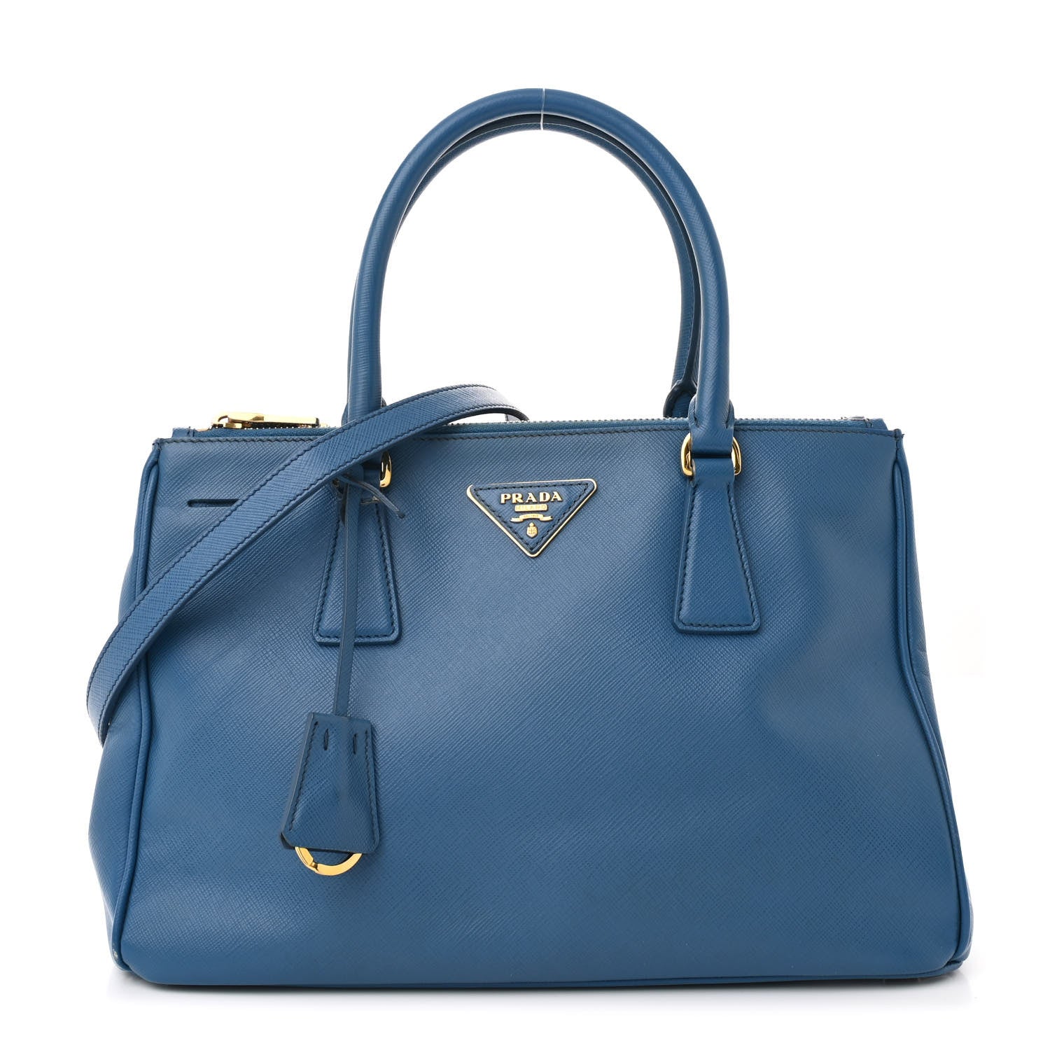 Saffiano Lux Small Galleria Double Zip Tote Cobalto