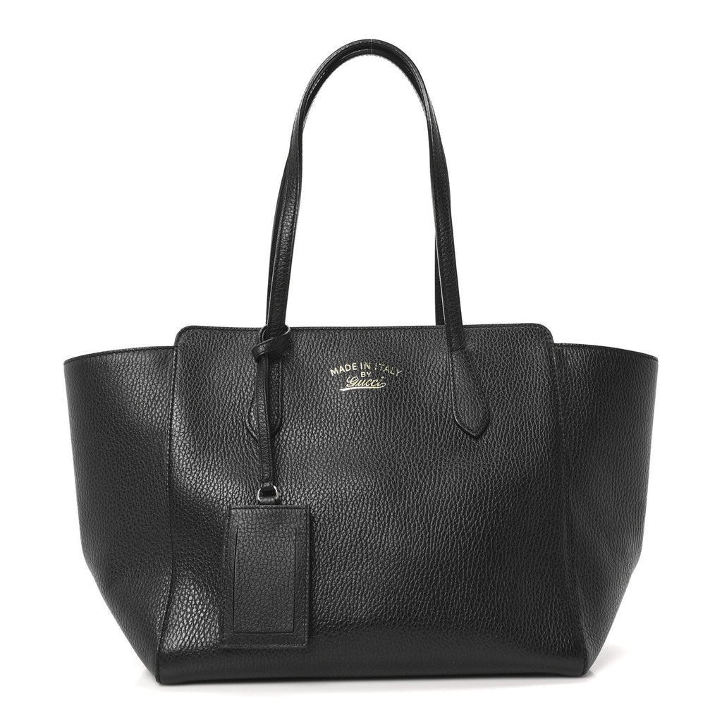 Pebbled Calfskin Small Swing Tote Black