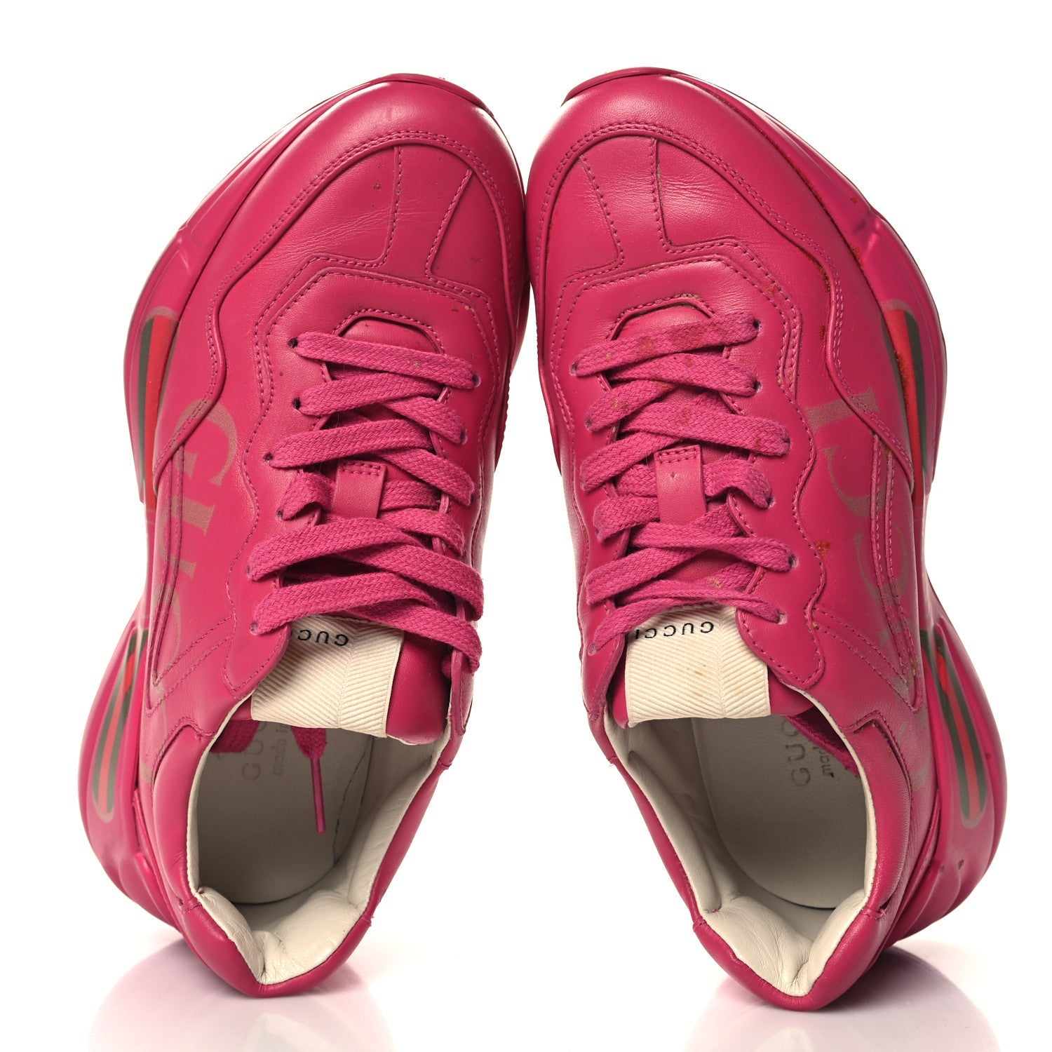 Calfskin Logo Womens Rhyton Sneakers 35 Box Pink