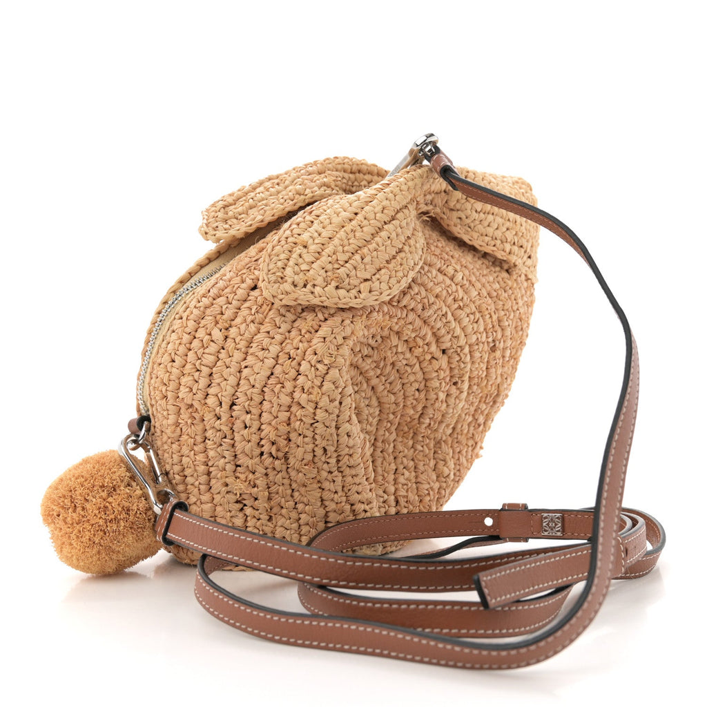 Raffia Mini Bunny Crossbody Bag Natural Tan