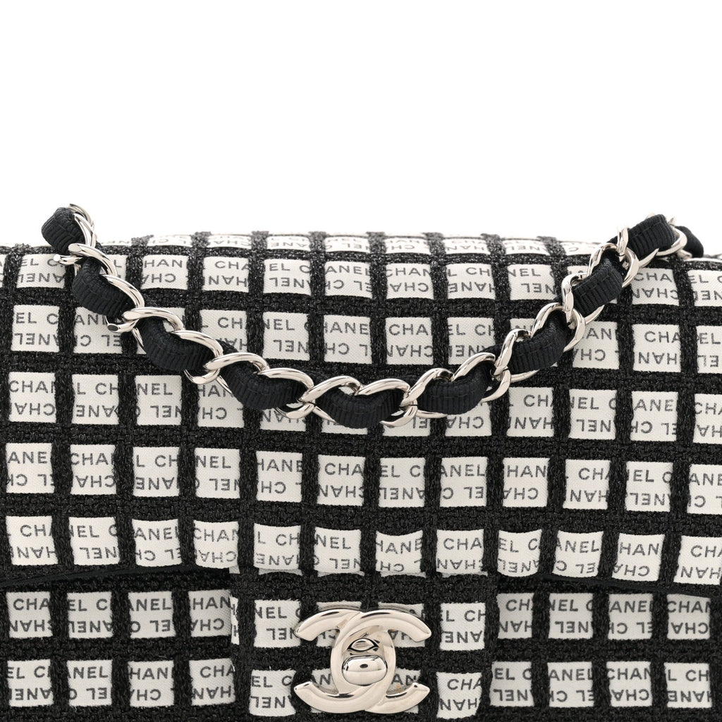 Ribbon Tweed Mini Rectangular Flap Black Ivory