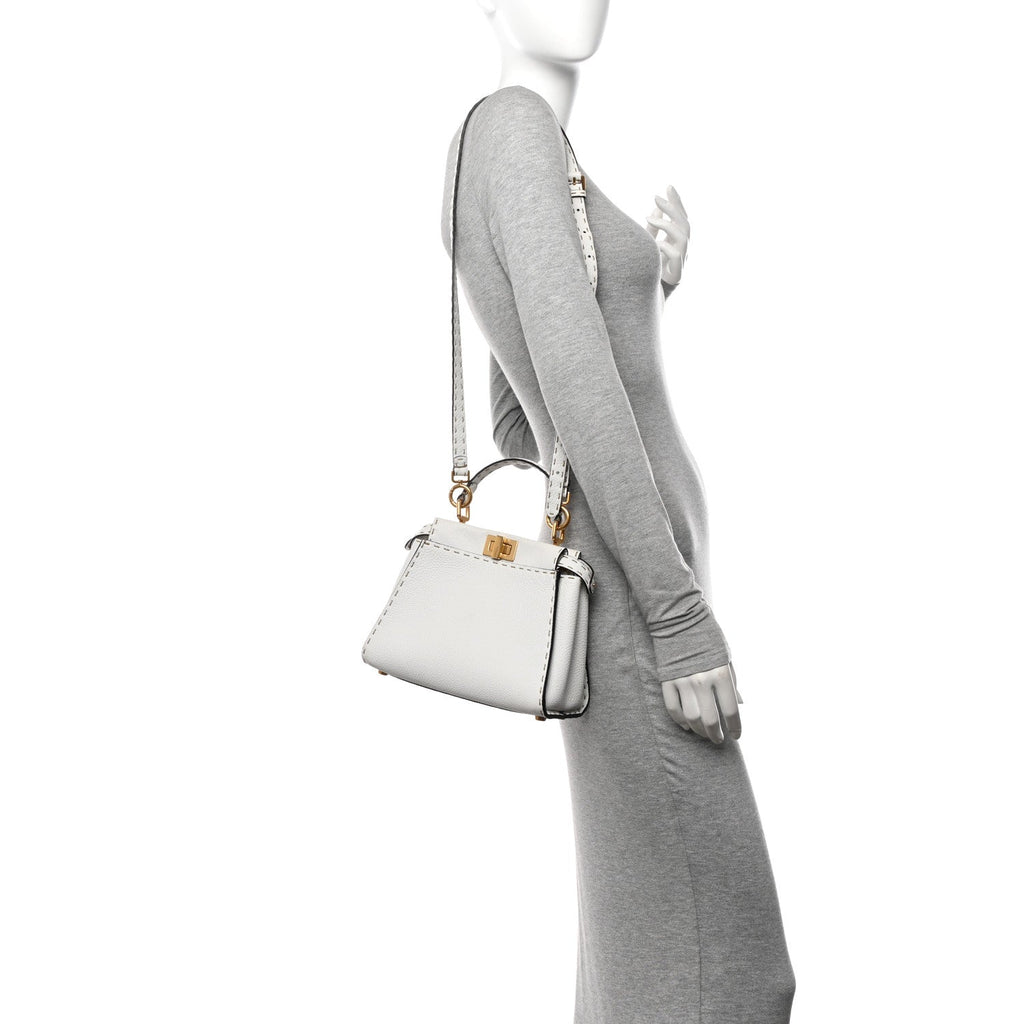Cuoio Romano Selleria Mini Peekaboo Iconic Satchel White