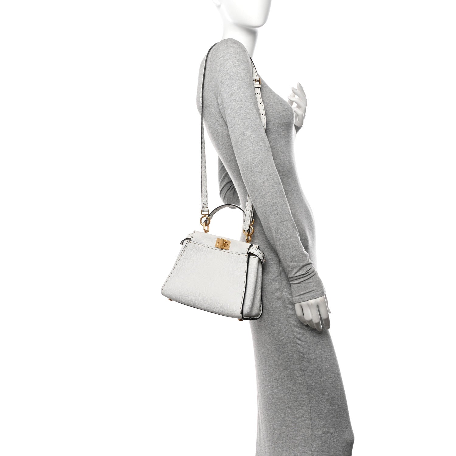 Cuoio Romano Selleria Mini Peekaboo Iconic Satchel White