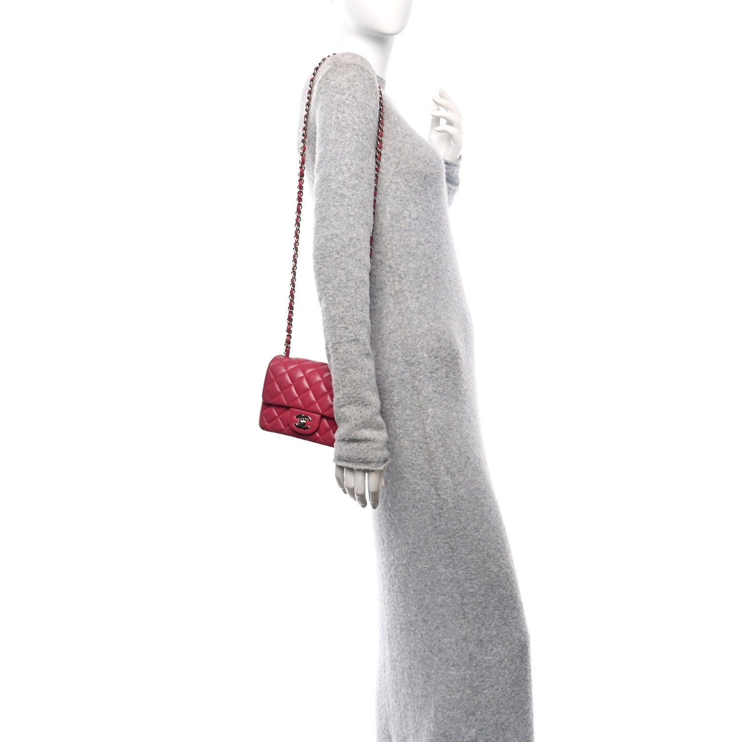 Lambskin Quilted Mini Square Flap Pink