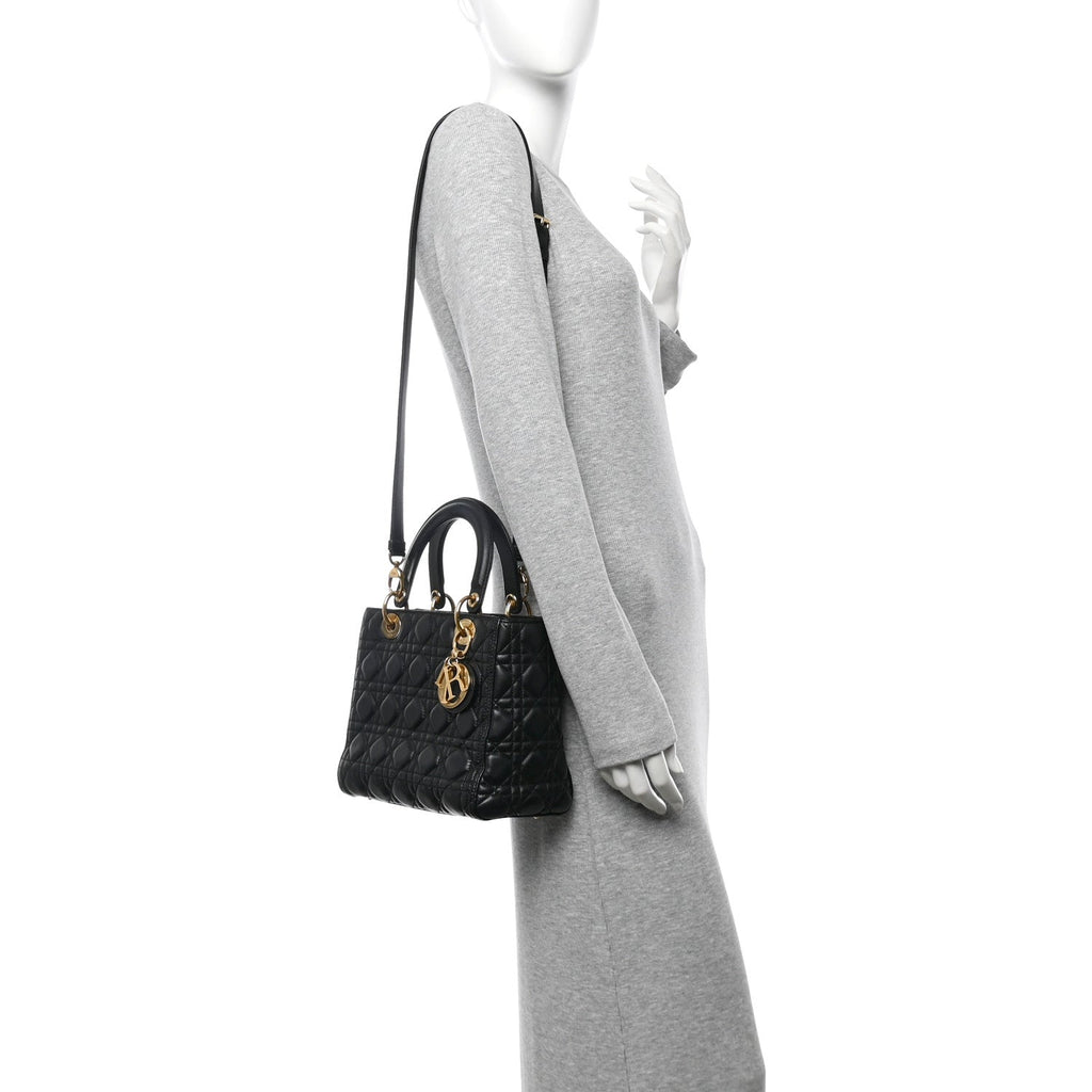 Lambskin Cannage Medium Lady Dior Black