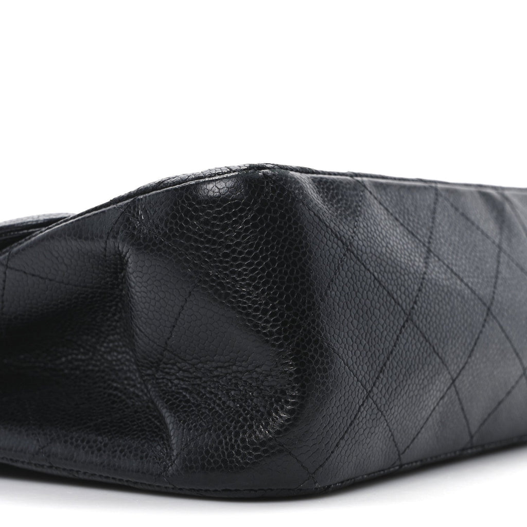 Caviar Quilted Jumbo Double Flap Black