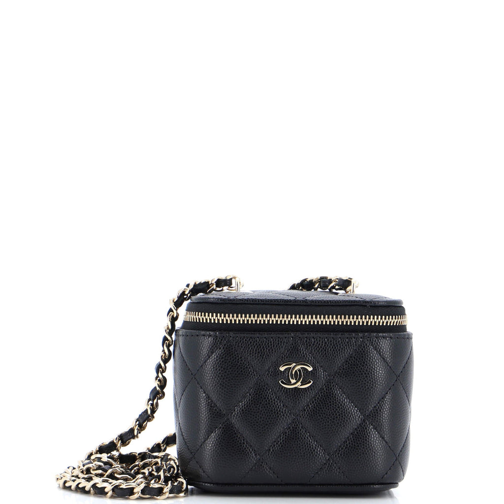 Classic Vanity Case with Chain Quilted Caviar Mini