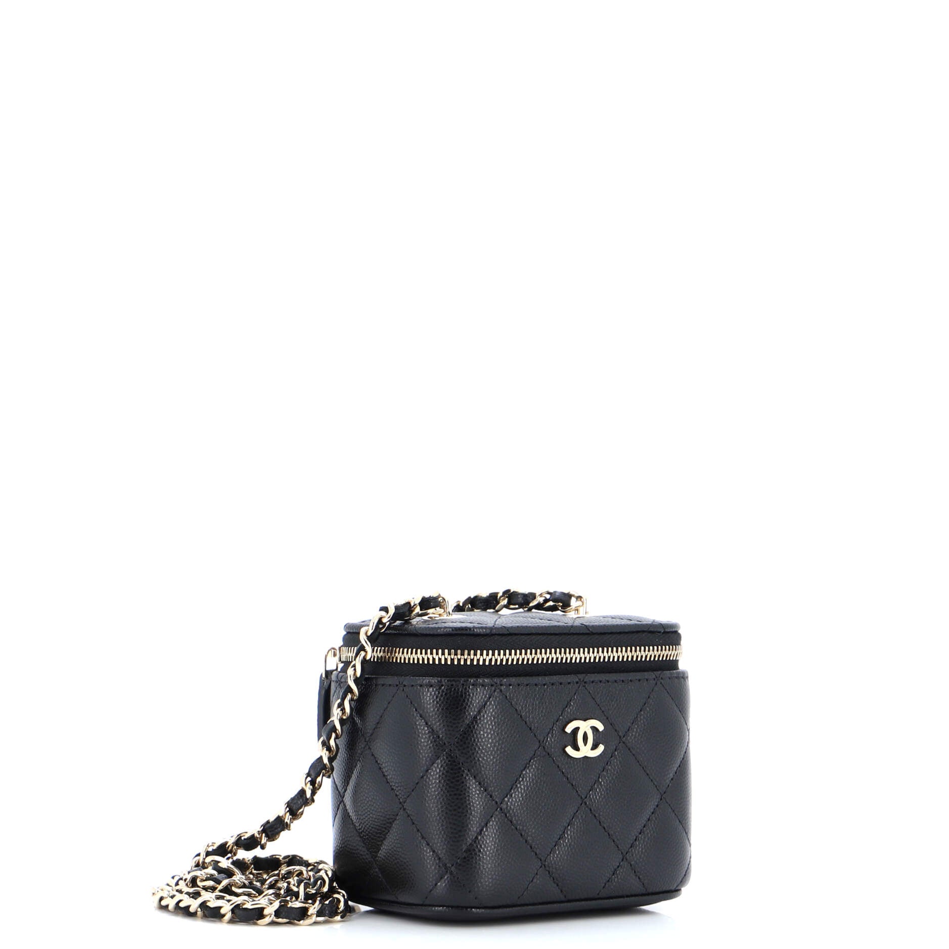 Classic Vanity Case with Chain Quilted Caviar Mini