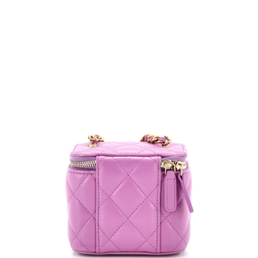 Pearl Crush Vanity Case with Chain Quilted Lambskin Mini
