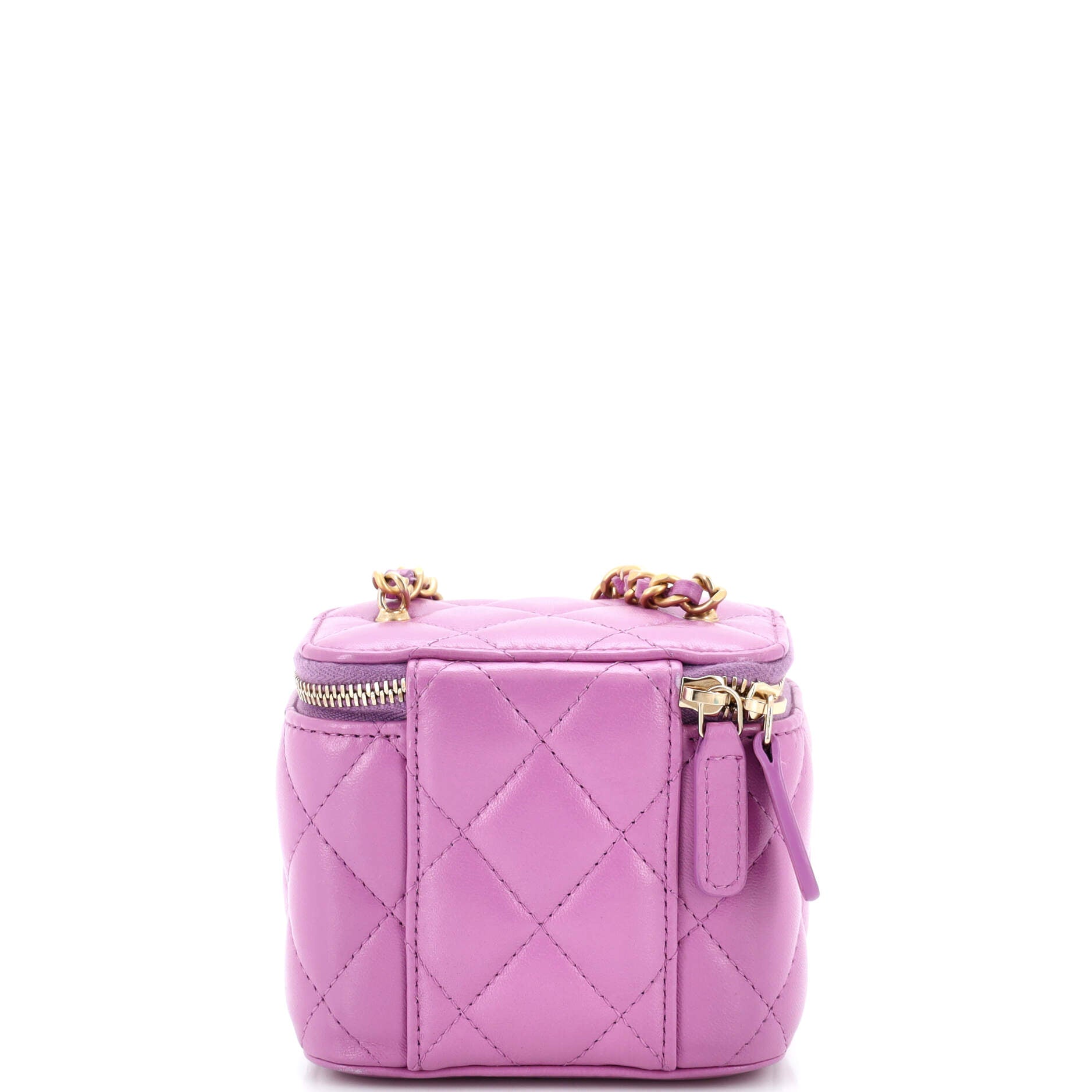 Pearl Crush Vanity Case with Chain Quilted Lambskin Mini