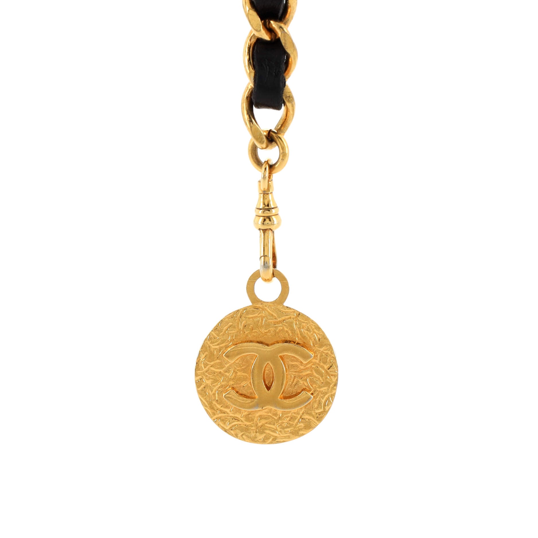 Vintage Medallion Chain Belt Metal and Leather 90