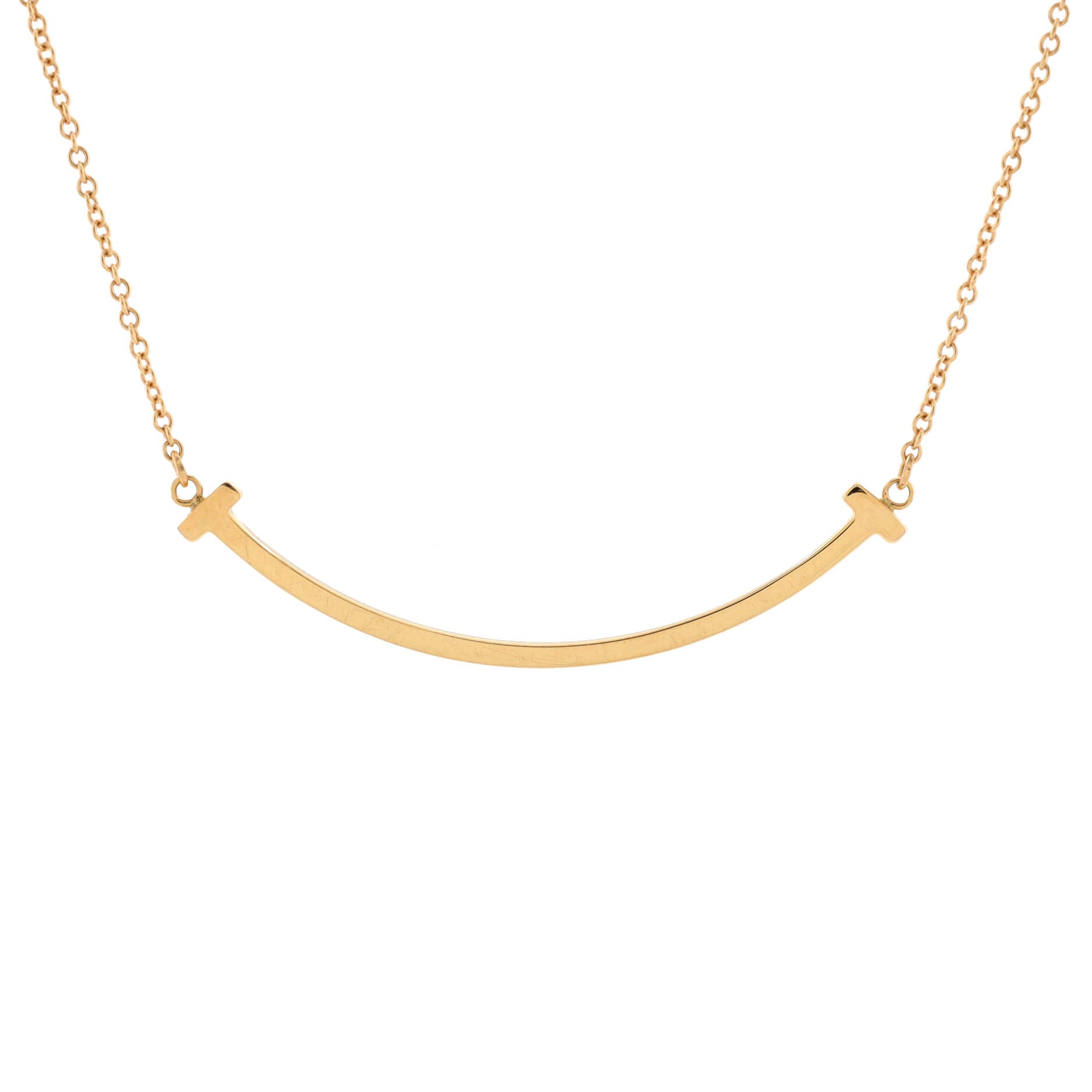 T Smile Pendant Necklace 18K Rose Gold Small