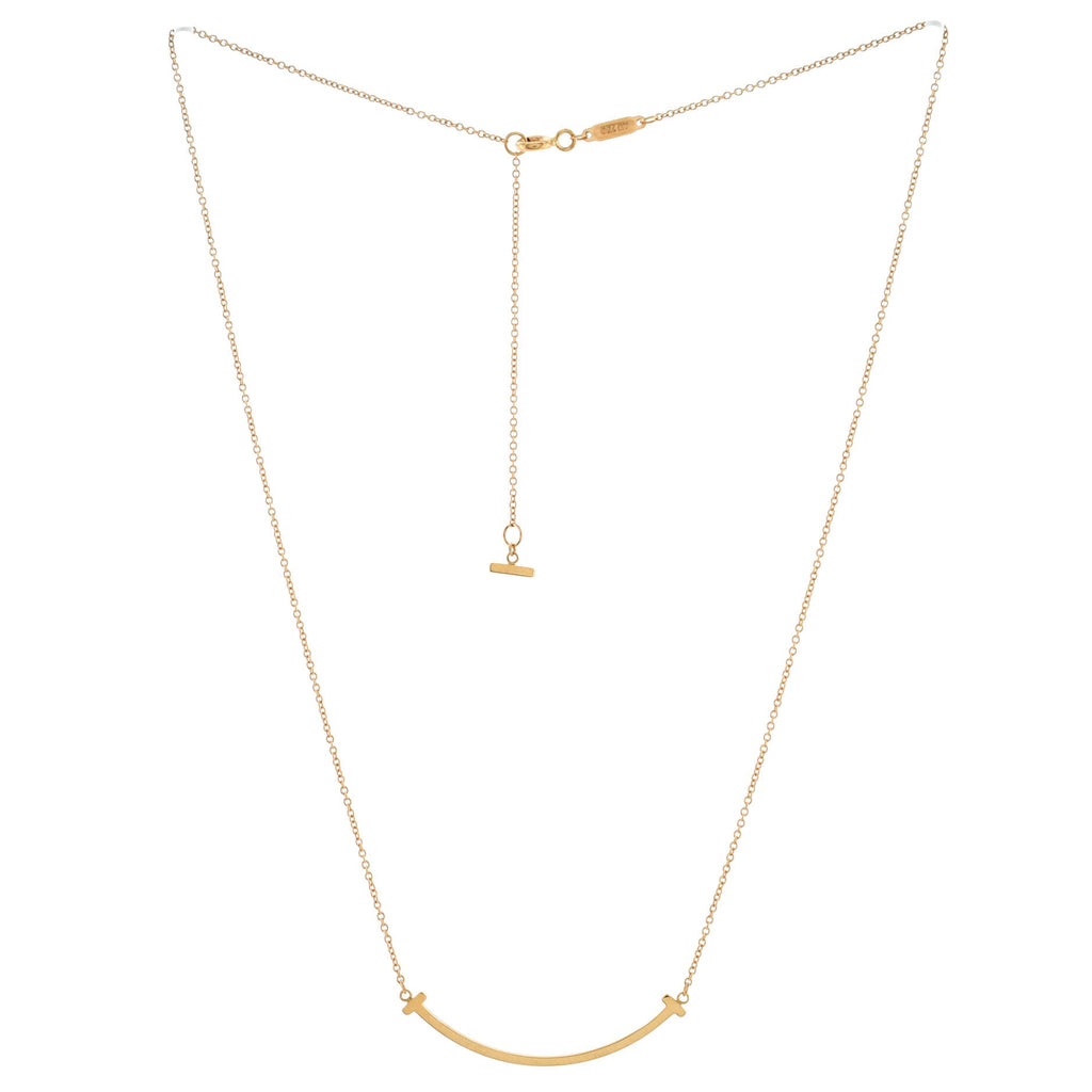 T Smile Pendant Necklace 18K Rose Gold Small