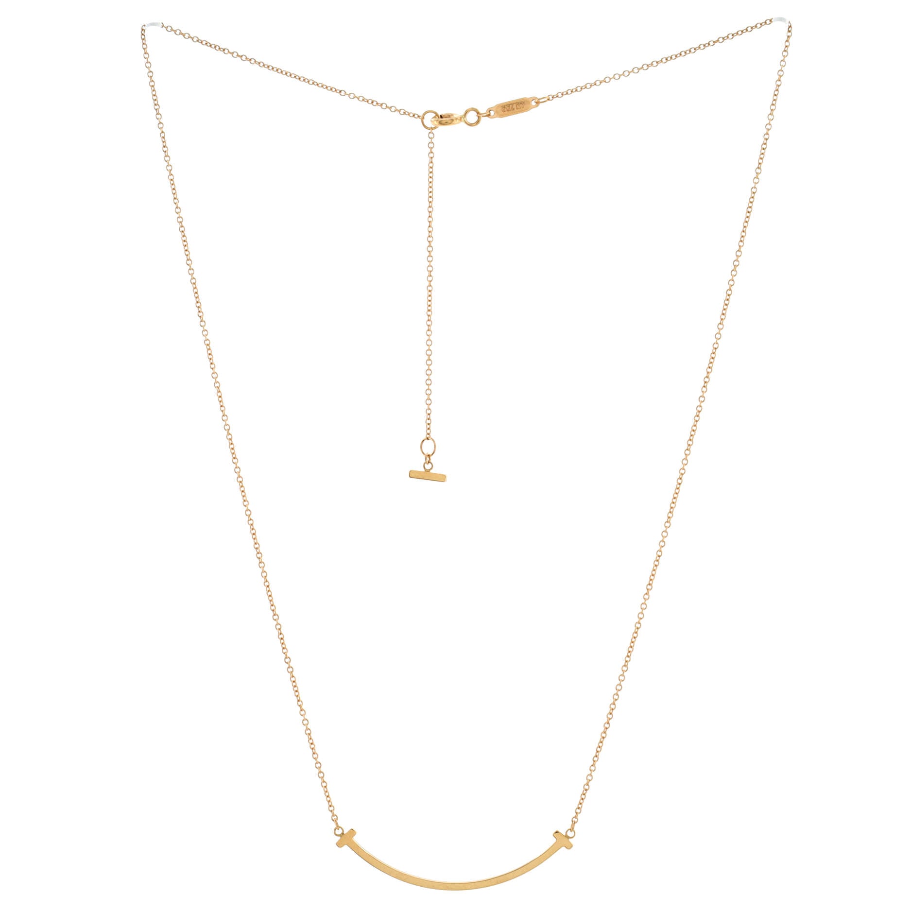 T Smile Pendant Necklace 18K Rose Gold Small