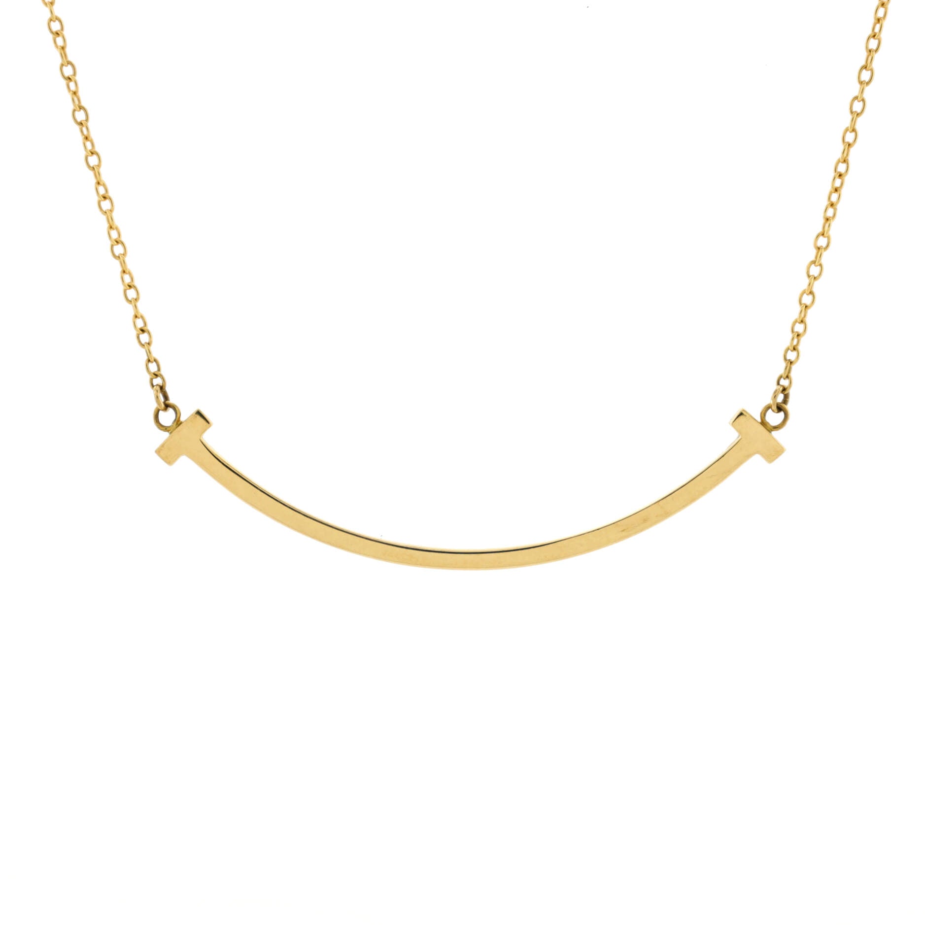 T Smile Pendant Necklace 18K Yellow Gold Small